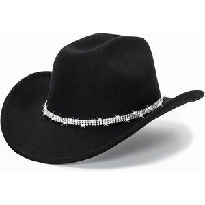 GLITTER SILVER BLACK COWBOY HATS FOR WOMEN - WESTERN SPARKLY RHINESTONE COWGIRL
